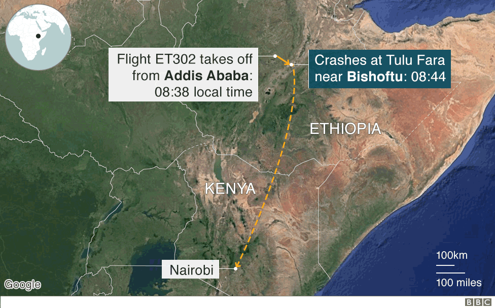 Map showing the location of the crash