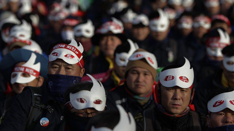 An anti-government protest in Seoul in December 2015