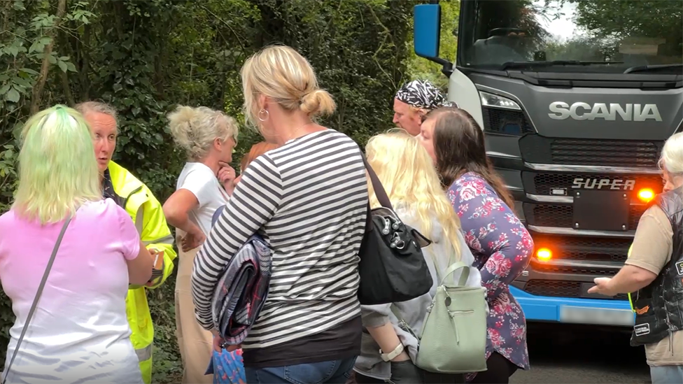 Protesters near Crooked House site