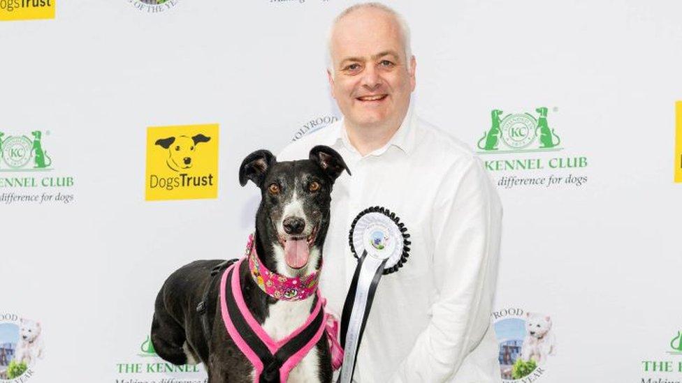 Mark Ruskell MSP and Greyhound Joy