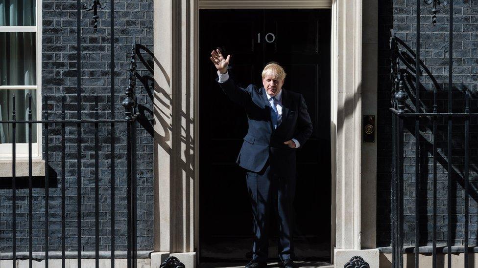 Boris Johnson outside No 10 Downing Street