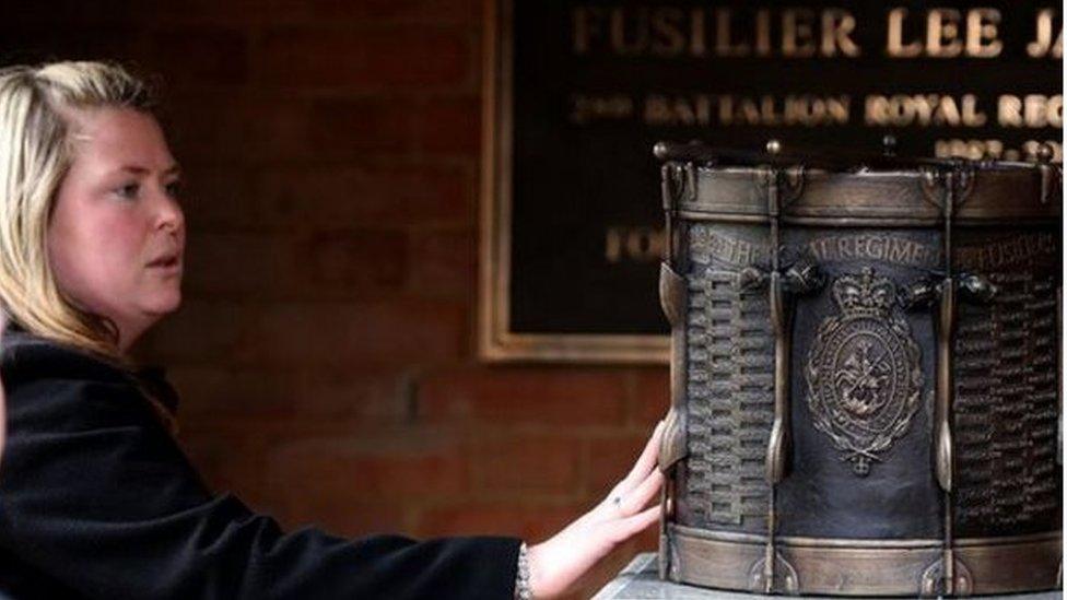 Lee Rigby's widow at his memorial