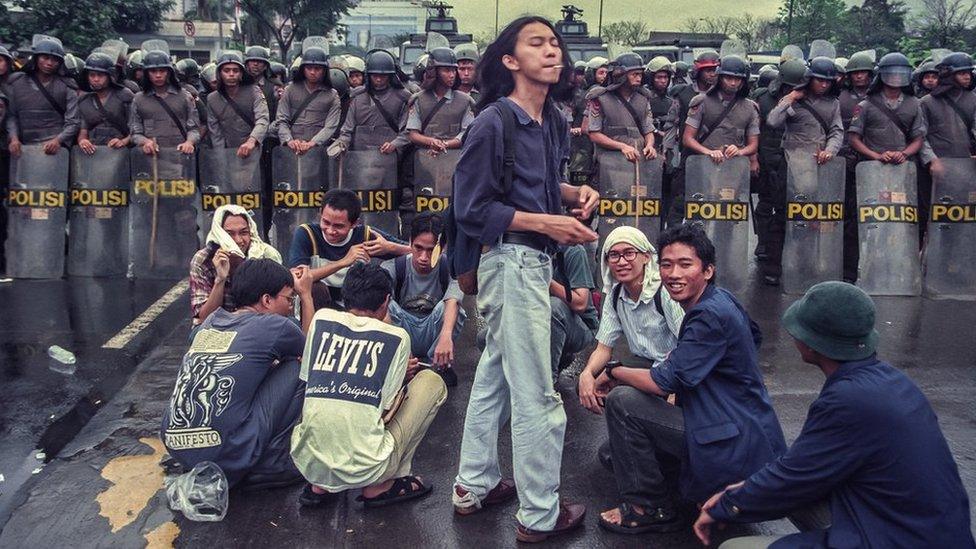 Student protesters at Trisakti University in May 1998