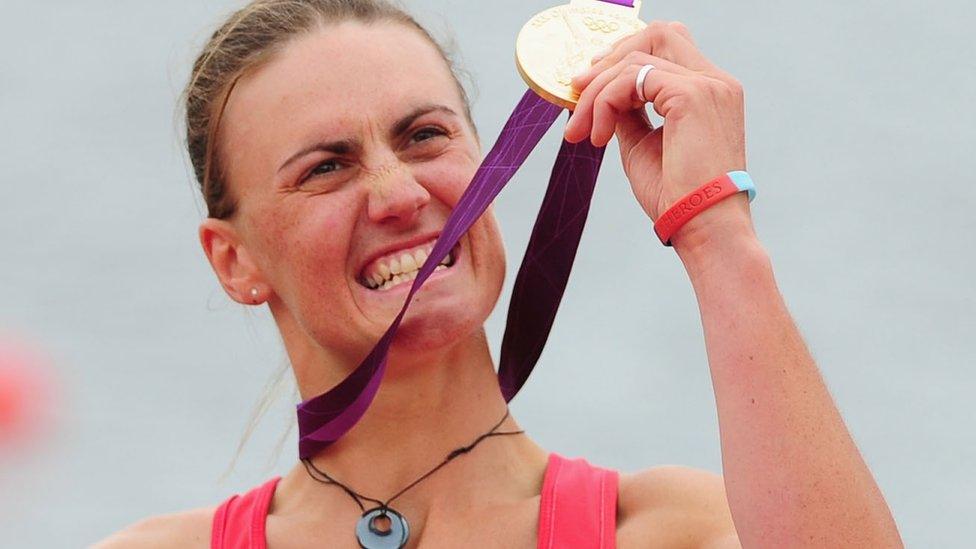 Heather Stanning with London 2012 gold medal