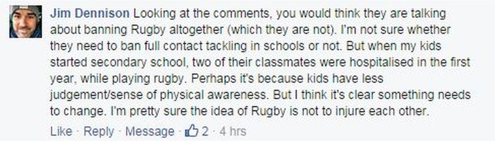 Facebook comment from Jim Dennison