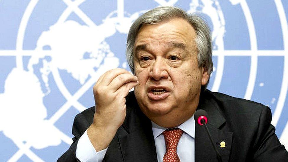 Antonio Guterres speaking in Geneva, Switzerland, on Wednesday, Sept 5, 2016,