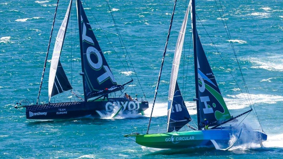 Sailing boats taking part in the Ocean Race