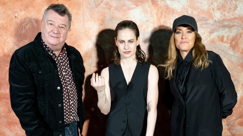 Christine and the Queens with 6 Music DJs Stuart Maconie and Cerys Matthews at 6 Music Festival in Manchester