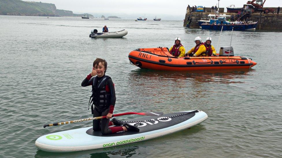 Asher Jenkin Jones after completing his paddle board challenge