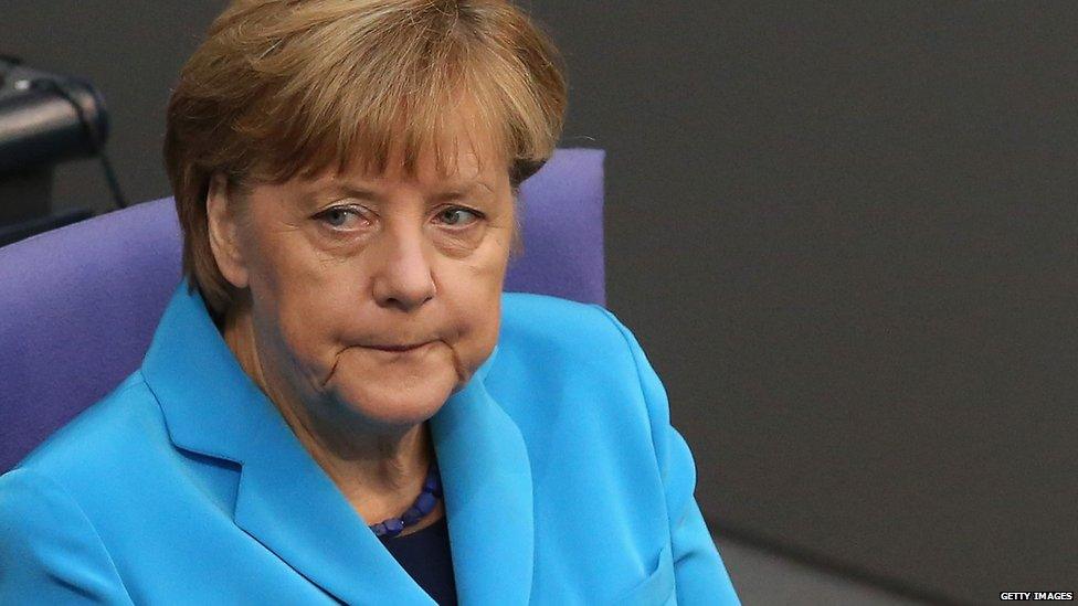 Angela Merkel at a session in the Bundestag, September 2015