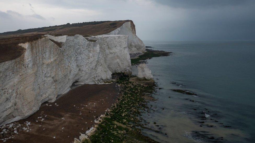 An area of coastland next to where raw sewage had been reportedly discharged after heavy rain on August 17, 2022 in Seaford, England