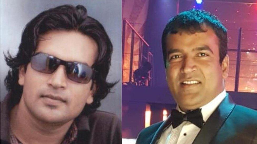 Santosh Shah in 2008 (left) and 2018