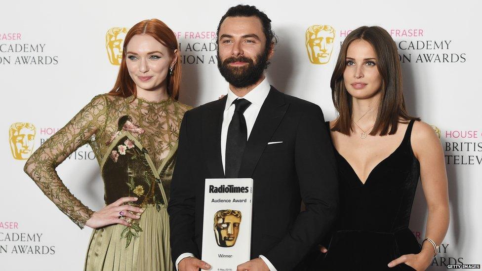 Eleanor Tomlinson, Aidan Turner and Heida Reed- all stars of Poldark