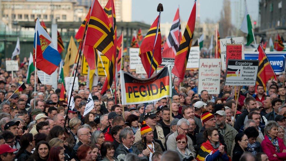 Pegida rally in Dresden, 4 Apr 16