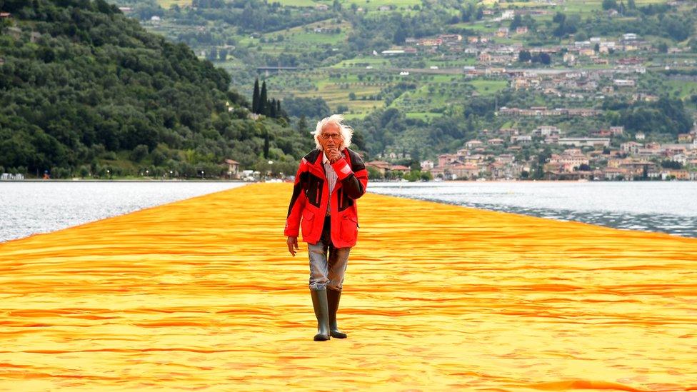 Christo Vladimirov Javacheff attends the presentation of his installation The Floating Piers in Sulzano, Italy, 16 June 2016