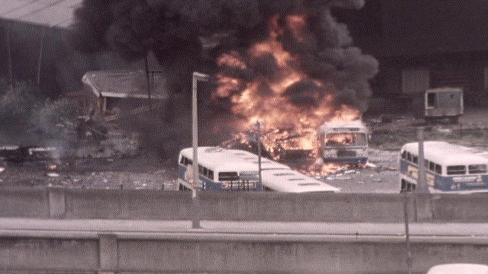 Bus on fire