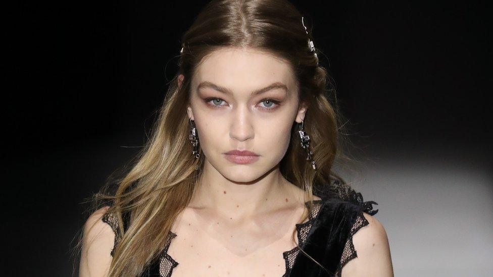 Gigi Hadid walks the runway during the Bottega Veneta Fall/Winter 2018 fashion show