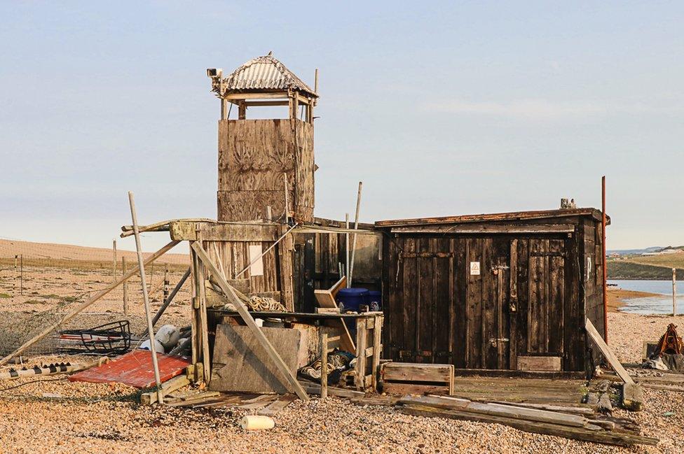 A makeshift hut on the beach.