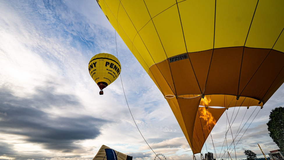 Hot air balloons in the sky