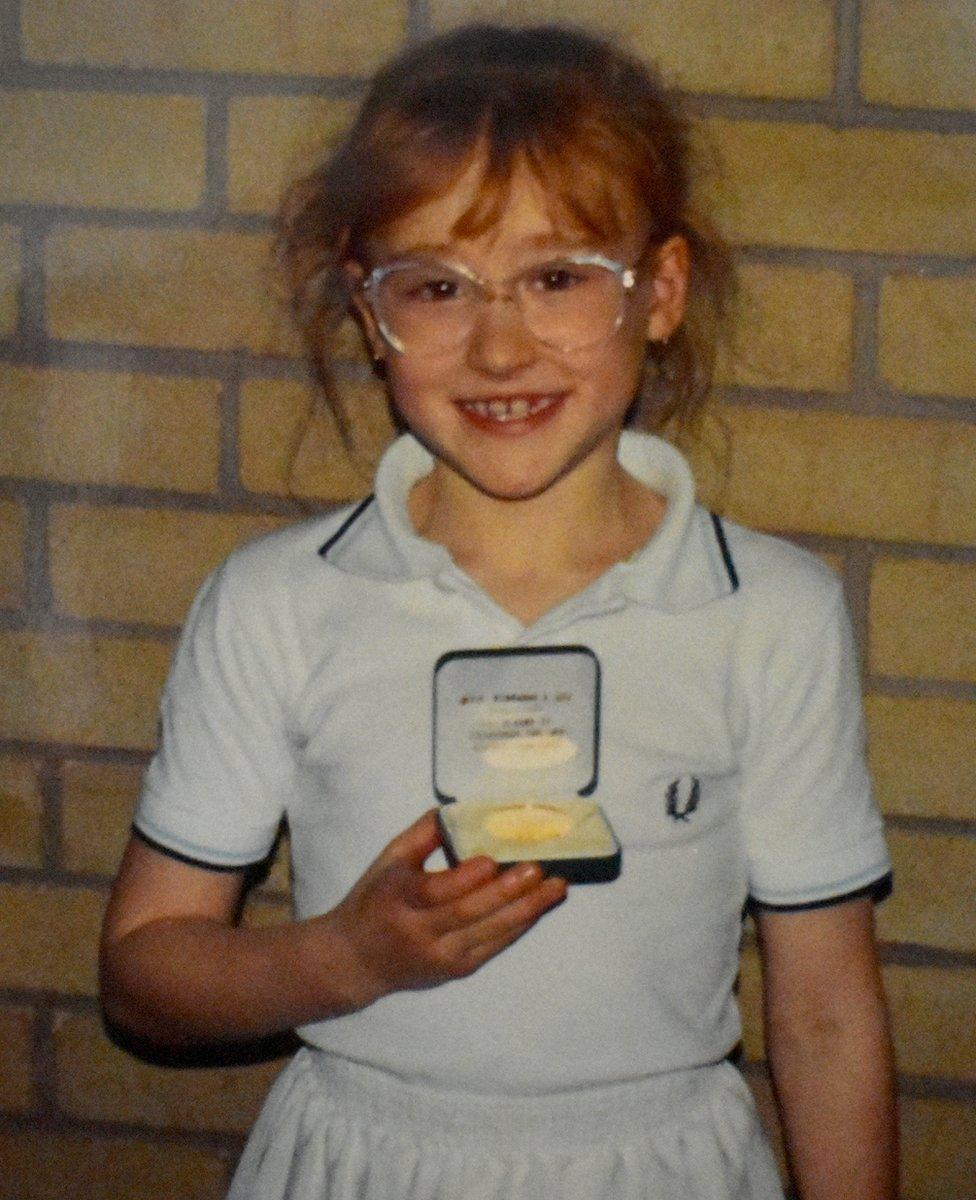 Elena Baltacha - Elena with tennis medal 1991 .jpeg