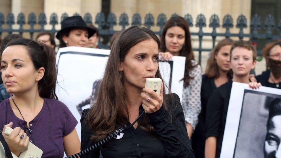 Anne-Cécile Mailfert attends a protest in 2013