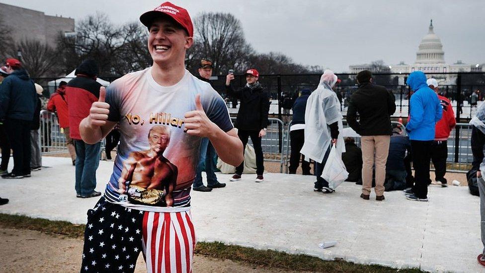 Man in 'No Hillary' T-shirt