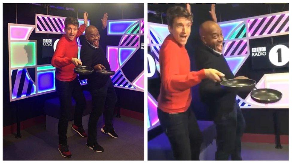 Greg James and Ainsley Harriott.