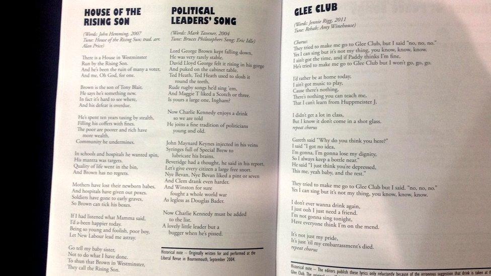 Glee Club song sheet