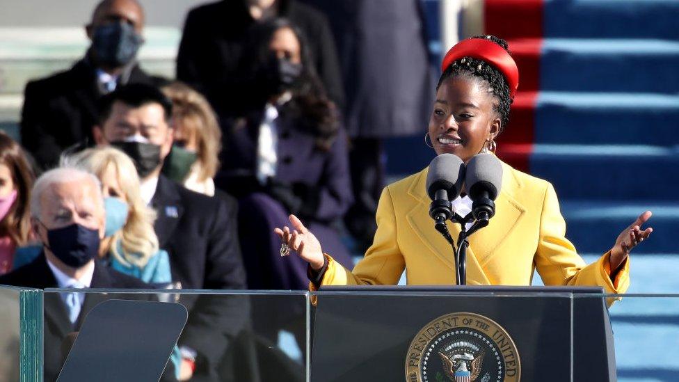 US Youth Poet Laurate Amanda Gorman spoke at US President Joe Biden's inauguration