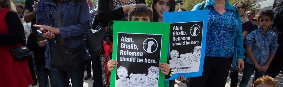 Pro-refugee rally in Vancouver, Canada