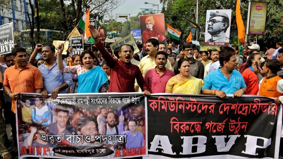 Protests in support of ruling BJP, in Kolkata on 18 January 2016