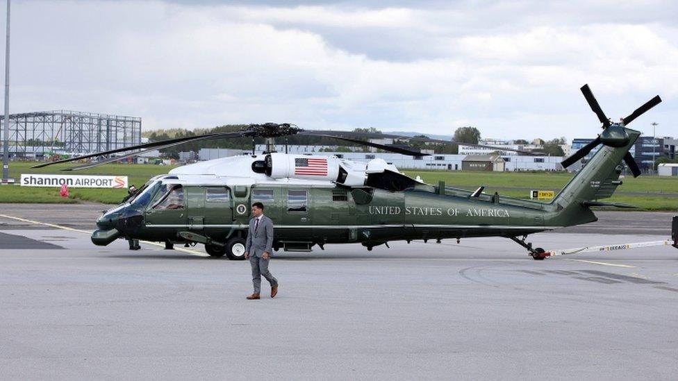 The Trumps travelled from Shannon to Doonbeg in the president's helicopter, Marine One