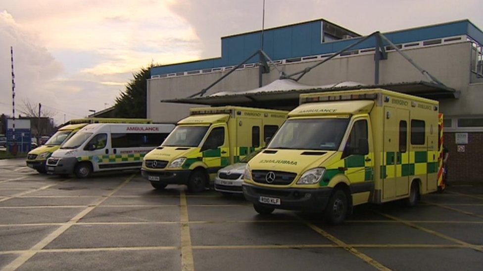 A row of South East Coast Ambulance vehicles