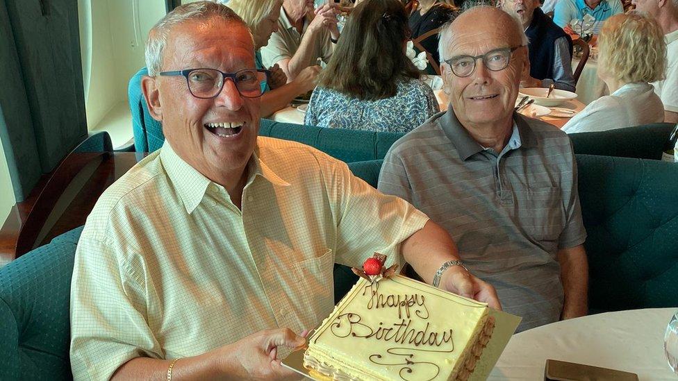 Andy Gerber celebrating his birthday on board