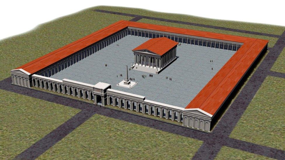 Computer generated artist's impression of the Roman temple site