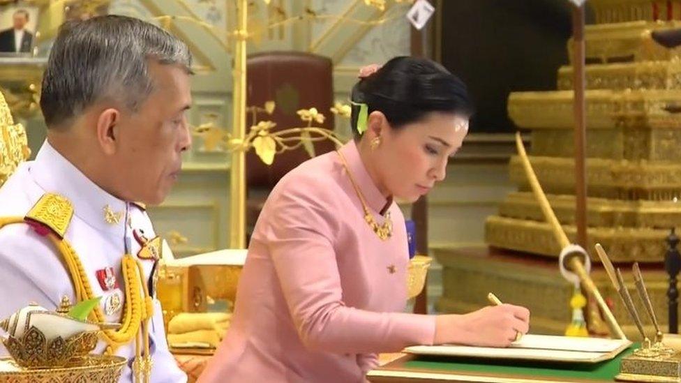 This screengrab from Thai TV Pool video taken on May 1, 2019 shows a ceremony in which Thailand"s King Maha Vajiralongkorn "legally married" Suthida Vajiralongkorn na Ayudhya in Bangkok.