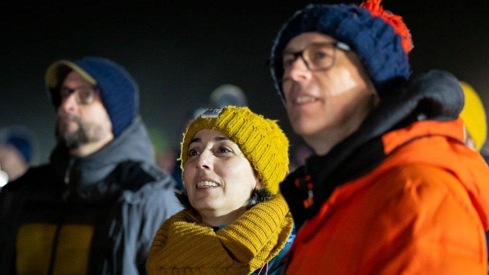 Spectators watch the launch in Cornwall