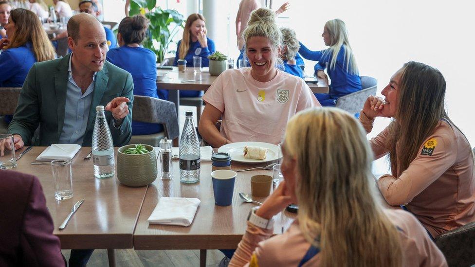 Prince of Wales with members of the England football team