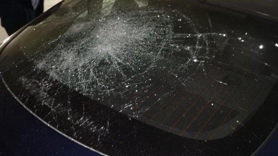 Richard Dawkins' smashed windscreen