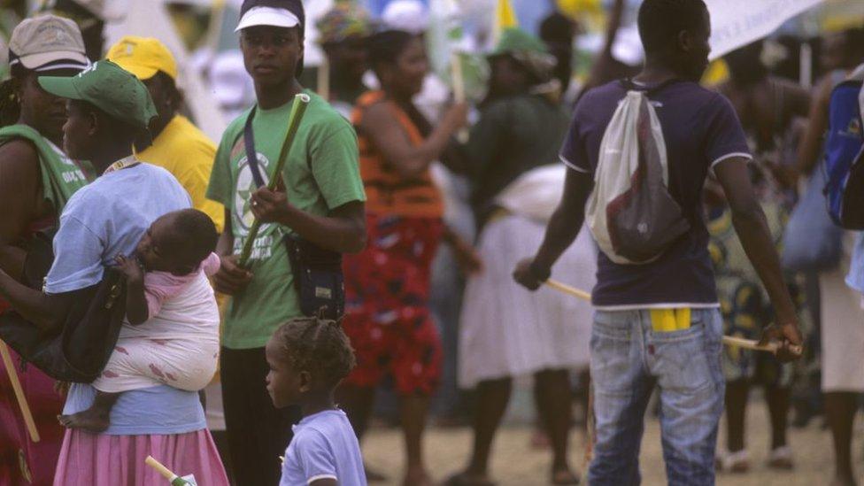 People at a meeting in Sao Tome