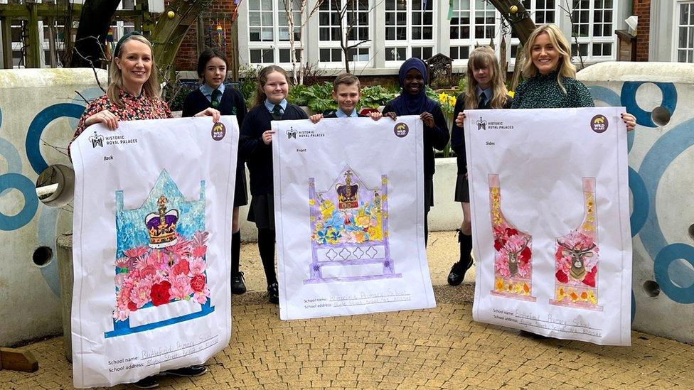 Blythefield Primary School children with their designs