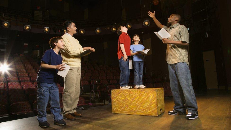 Children and actors in a play