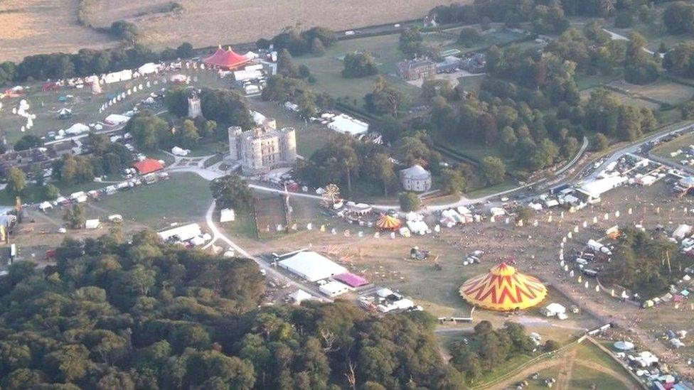 Aerial photo of festival site from police helicopter