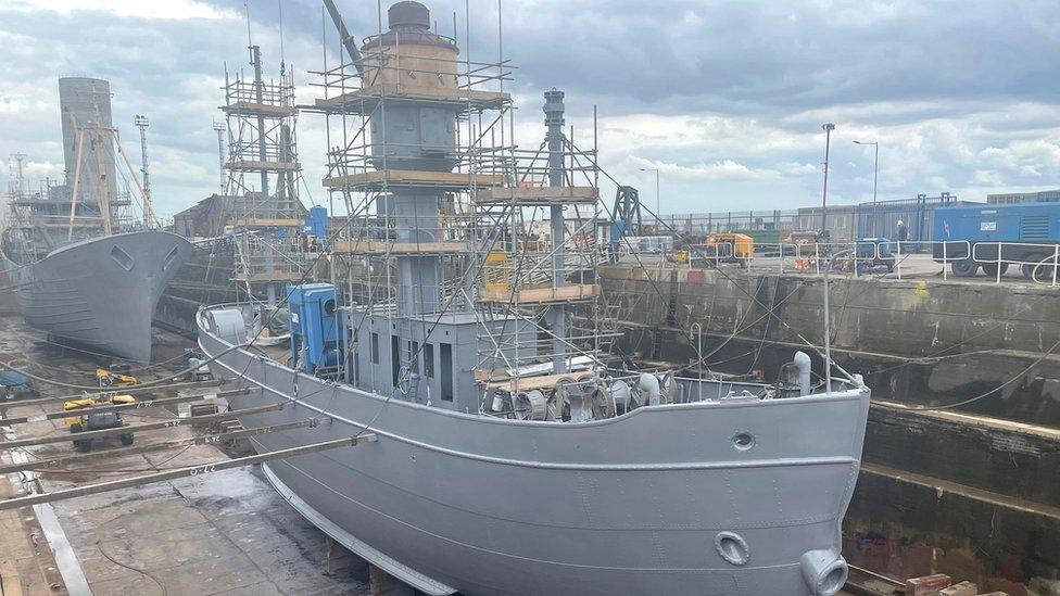 Lightship in dry dock