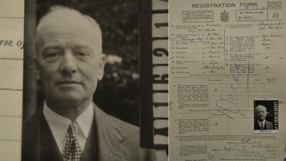 George Ridgway's occupation id registration form and picture