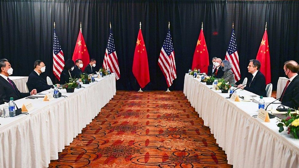 Opening session of US-China talks in Anchorage, Alaska, March 18, 2021