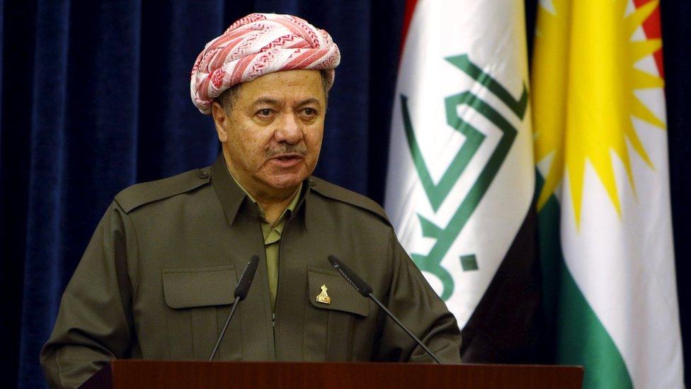 Massoud Barzani speaks at a news conference in Irbil (17 March 2016)