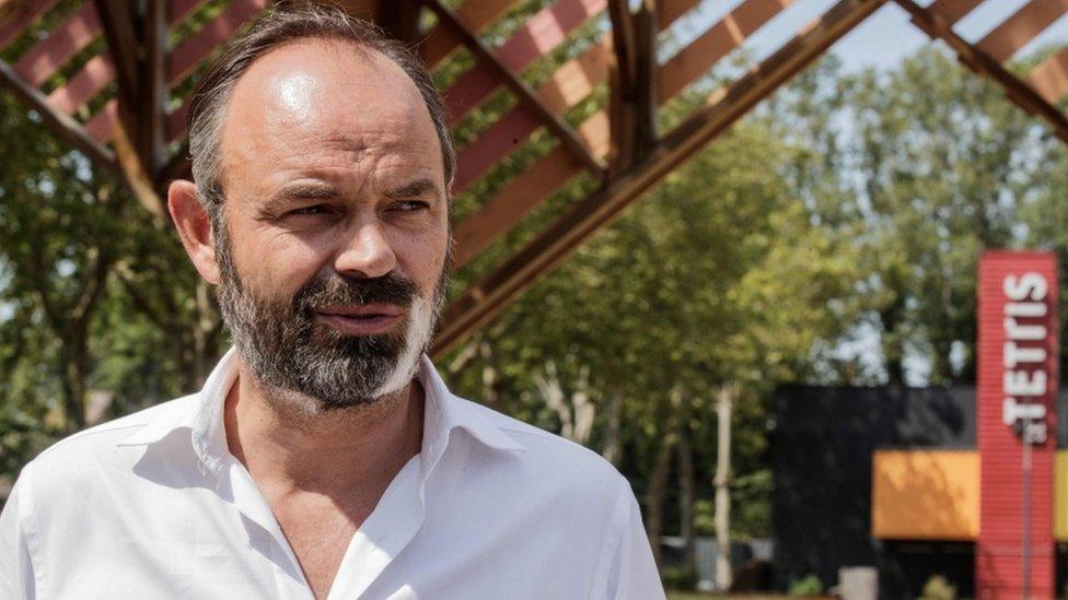 French Prime Minister and candidate for Le Havre city hall Edouard Philippe visits Le Tetris concert venue in Le Havre, Normandy, on June 26, 2020