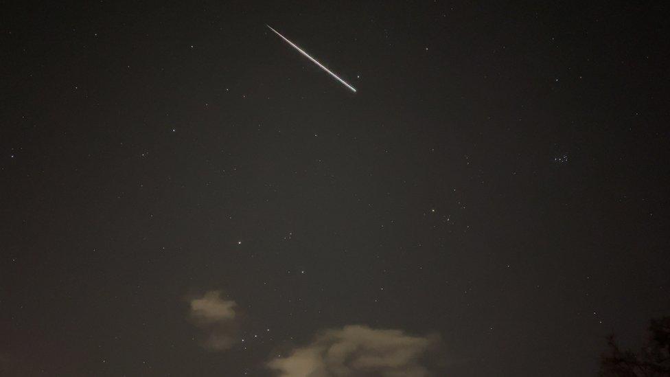 Geminid meteor shower seen across a night sky in Leicestershire