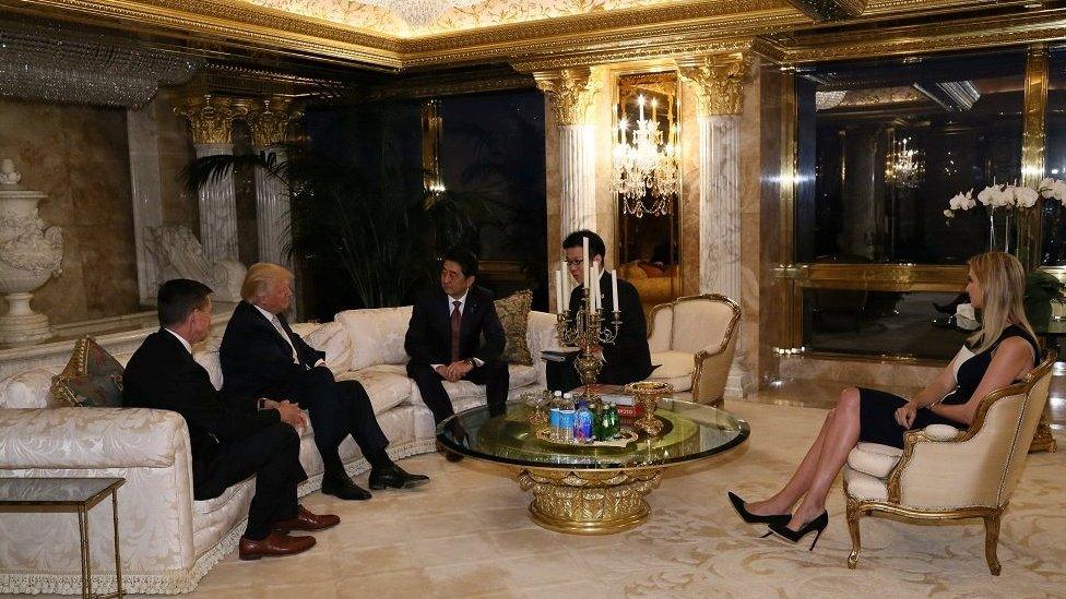 Japan's Prime Minister Shinzo Abe meets with U.S. President-elect Donald Trump at Trump Tower in Manhattan, New York, US, November 17, 2016